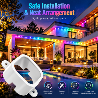 60PCS Permanent Outdoor Light Clips for H706 100FT Permanent Lights with Screws White