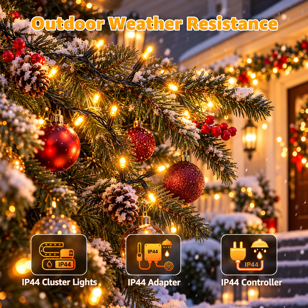Ollny 500 LED Smart Christmas Cluster Lights 16.4FT RGB App Remote Music Sync Holiday Lights