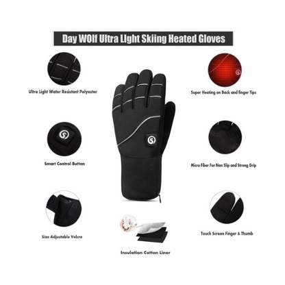 Day Wolf Heated Glove Liners with Rechargeable Batteries for Winter Sports