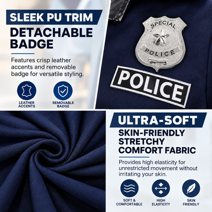 PARTY TELLER Women’s 5-Piece Police Officer Costume Set – Navy Blue, Size Large