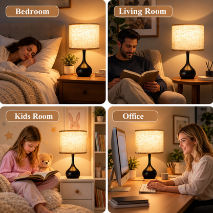 ONEWISH 17.32 Touch Bedside Table Lamp 3-Way Dimmable LED Bulb Included