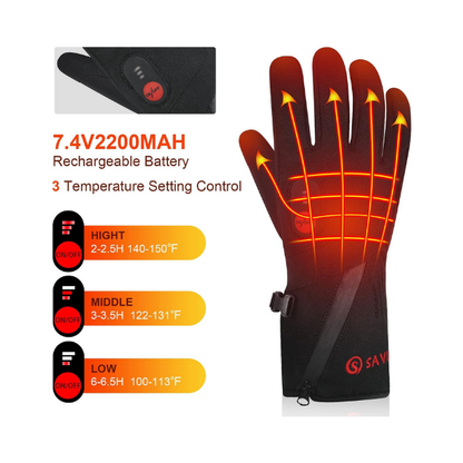 Day Wolf Electric Heated Gloves for Men Women, Rechargeable Waterproof Winter Hand Warmers with Touchscreen for Outdoor Activities(X-Small)
