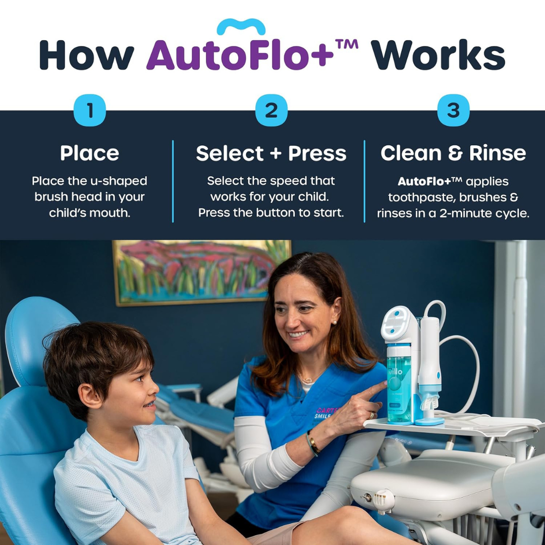 Willo AutoFlo Kids U-Shaped Electric Toothbrush, Large, Ages 12+, Mint