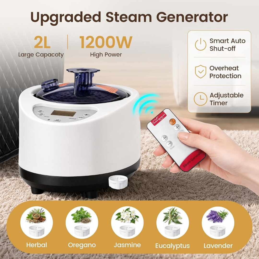 MUTAMA 2L Portable Steam Sauna Tent – 1200W with Remote and Folding Chair
