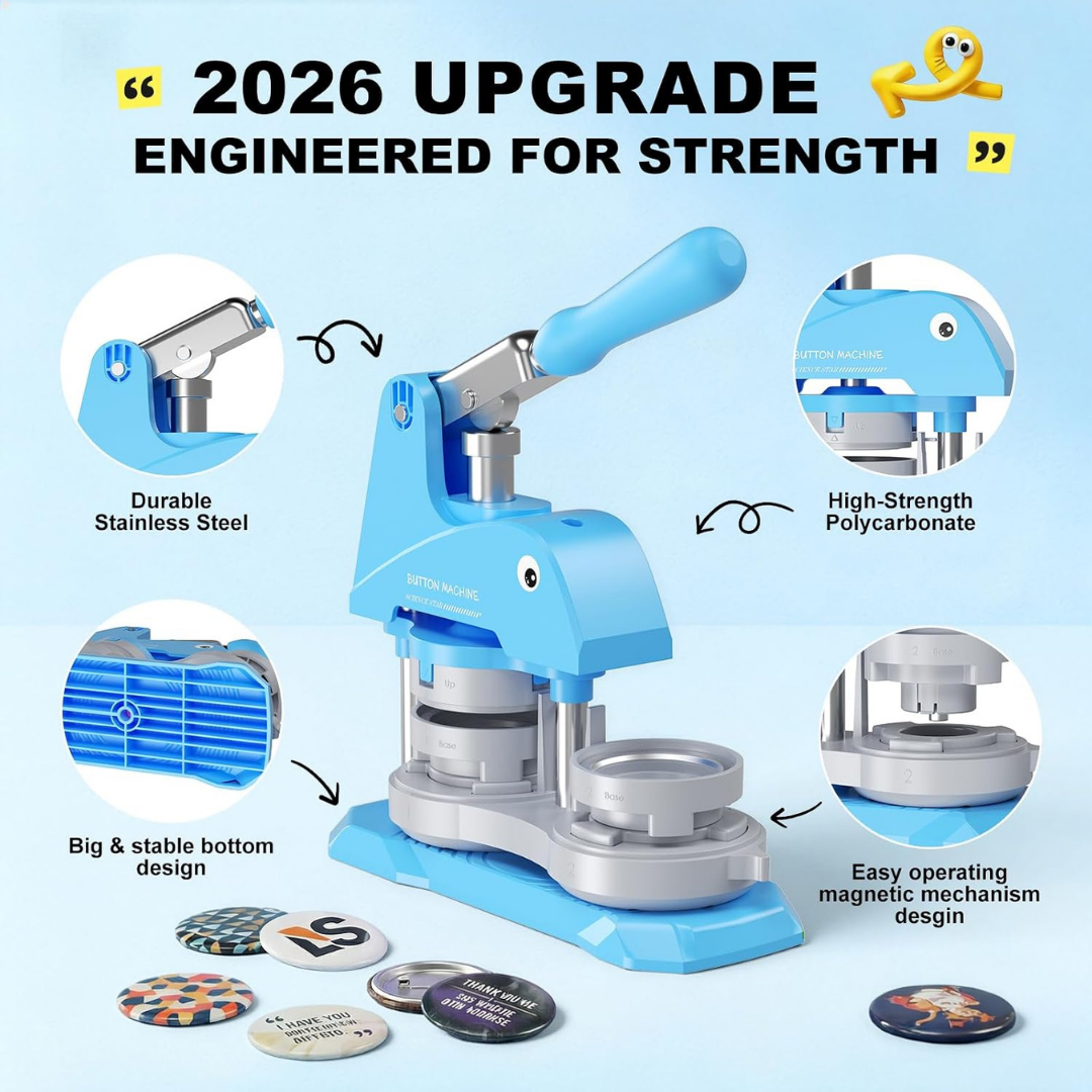 MOUNSKER 3-in-1 Button Maker Machine 1 1.25 2.25 Inch 300 Sets DIY