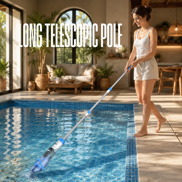 OGERY Cordless Handheld Pool Vacuum 18.5 GPM Suction, 60-Minute Runtime with Telescopic Pole for Inground and Above-Ground Pools