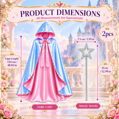 Lmmoaxn fairy godmother costume set with blue hooded cape and star wand, product gallery image 4 of 5