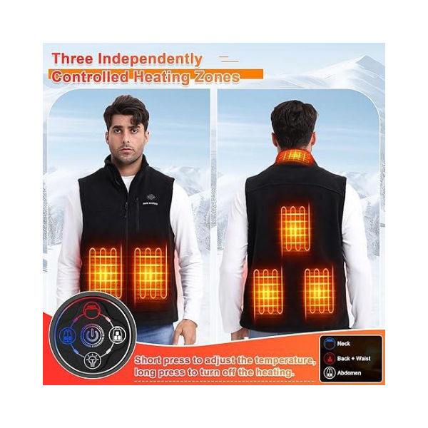 SNOW LEOPARD Heated Vest for Men, 6 Heating Zones, Battery Pack Included