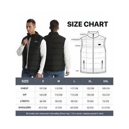 Colete aquecido SNOW DEER - 5 zonas de aquecimento, bateria de 10 horas, repelente de água