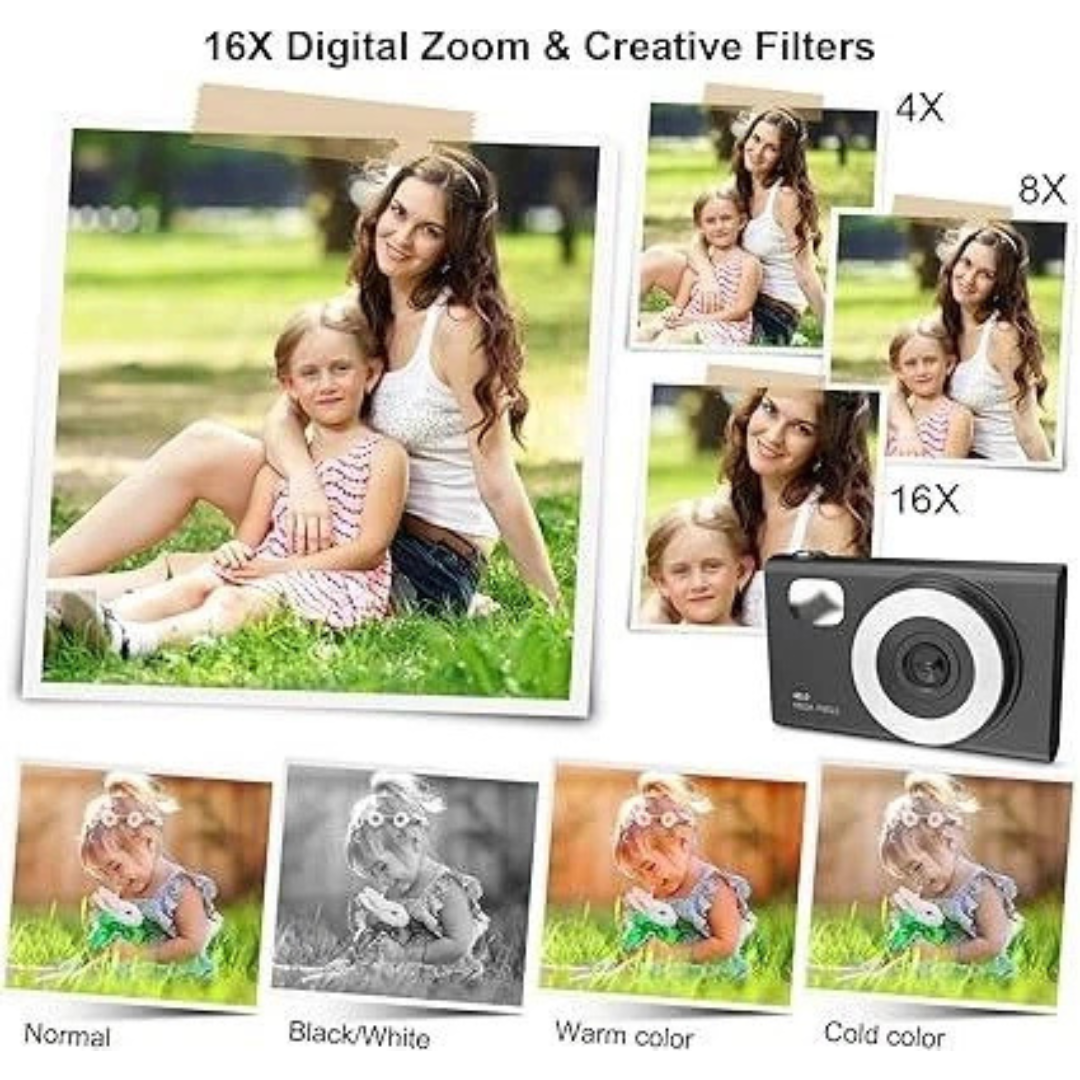 Câmera digital SONSHUYI H12 de 48 MP para crianças e iniciantes - Câmera para vlogs