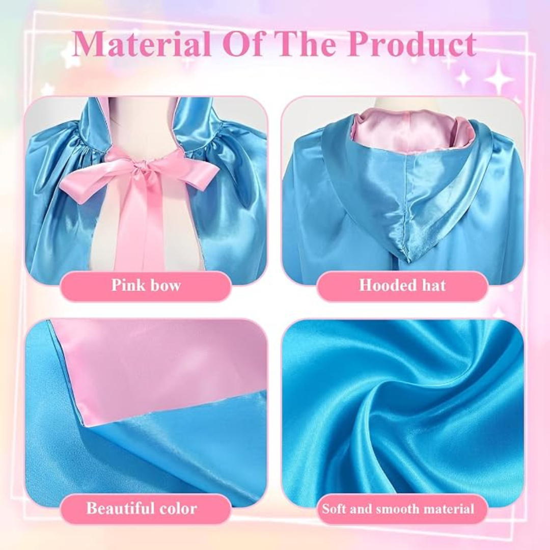 Buyzzus Adult Fairy Godmother Costume Set – Blue Cape, Wand & Gloves