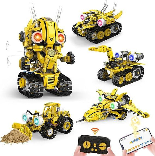 5-in-1 Remote Control STEM Robot Kit – Eco-Friendly, App-Controlled, 673PCS - Logan's Toy Chest