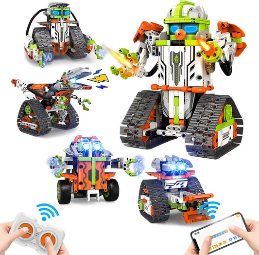 5-in-1 STEM Robot Building Kit for Kids 8-16, Remote & APP Controlled - 539 PCS - Logan's Toy Chest