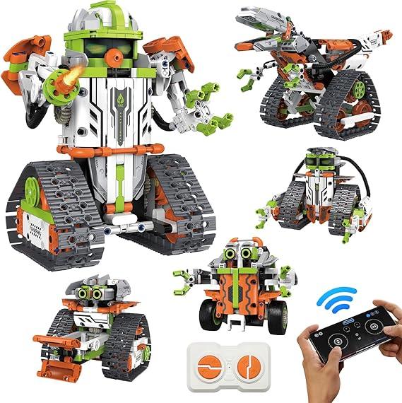 5-in-1 STEM Robot Building Kit for Kids – Remote & APP Controlled, 539pcs - Logan's Toy Chest