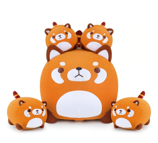 5 PCS Red Panda Plush Toys Set - Cute Stuffed Animal Family Gift - Logan's Toy Chest