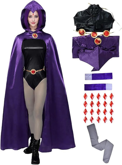 NDJLNZ Women’s Raven Cosplay Costume – Halloween Superhero Suit