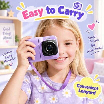 TYPNOS Kids Instant Print Camera – 1080P Video, 32GB Card & 3 Paper Rolls, Purple