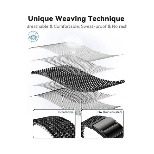 Magnetic Stainless Steel Mesh Band for Apple Watch – Secure & Stylish Fit