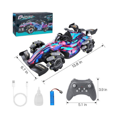 Carro de corrida RC de alta velocidade com spray, luzes e música para crianças a partir de 6 anos