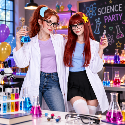 Bunnycool 6-Piece Halloween Scientist Twin Costume Set with Lab Coats & Glasses