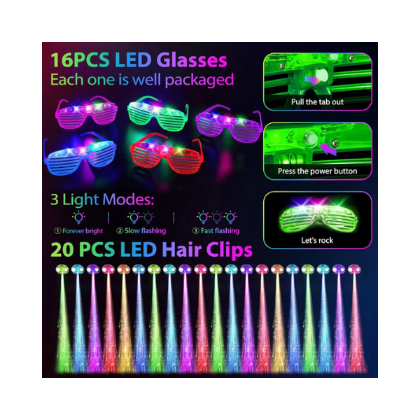 HONLYNE 302-Piece Glow Party Supplies LED Toys Kit for Kids & Adults