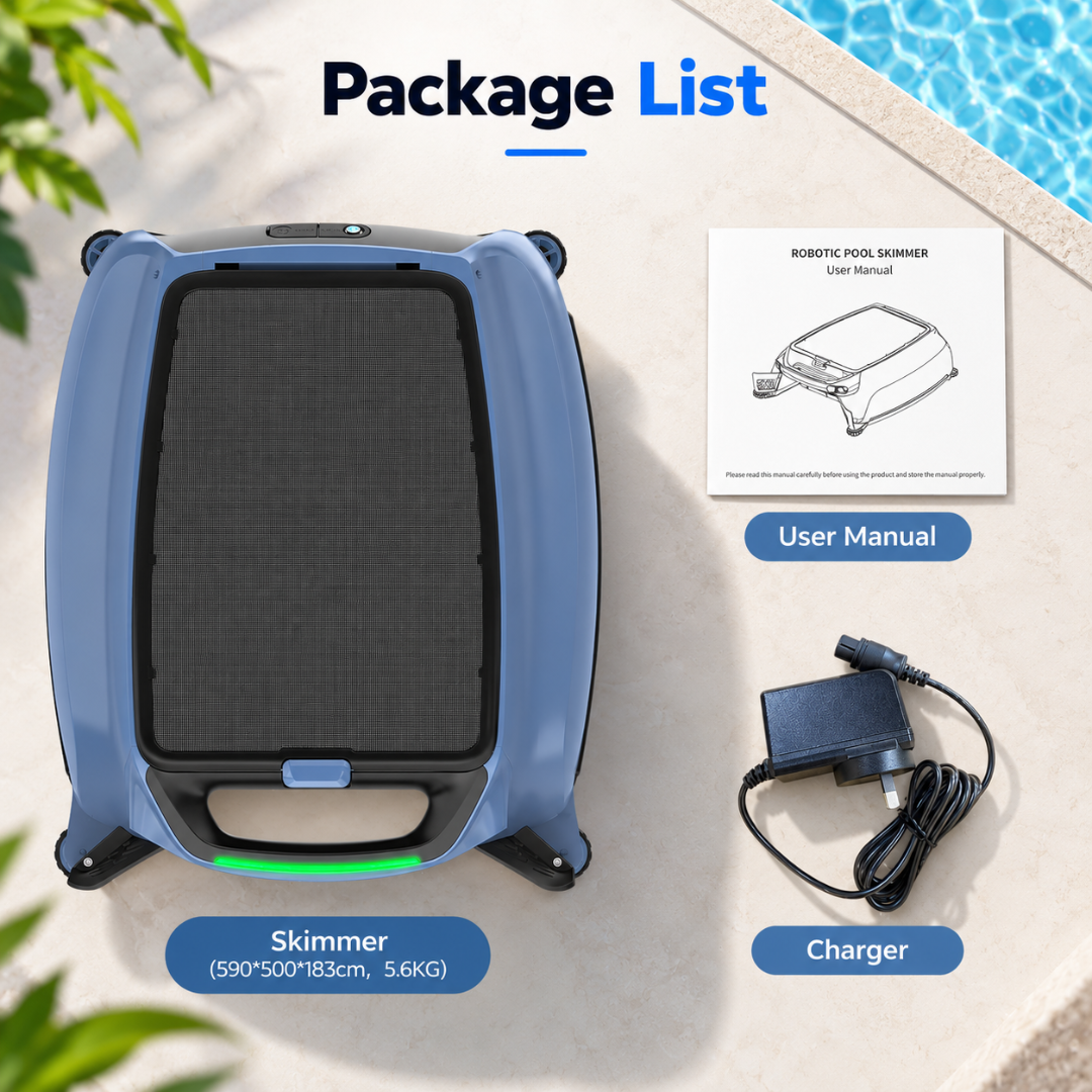 KAVANO Solar Robotic Pool Skimmer – App Control, 20-Hour Runtime, Blue