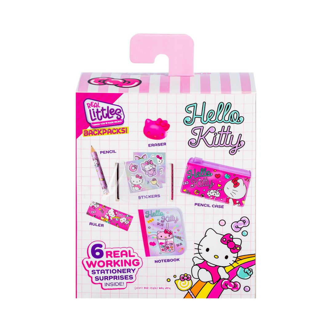 Real Littles Hello Kitty Pink Mini Backpack with Six Stationery Surprises