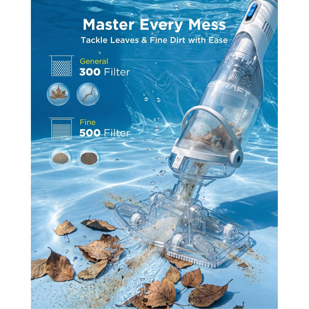 InoKraft K1.5 Pro Cordless Pool Vacuum – Gray, 18.5 GPM, 59-Inch Pole