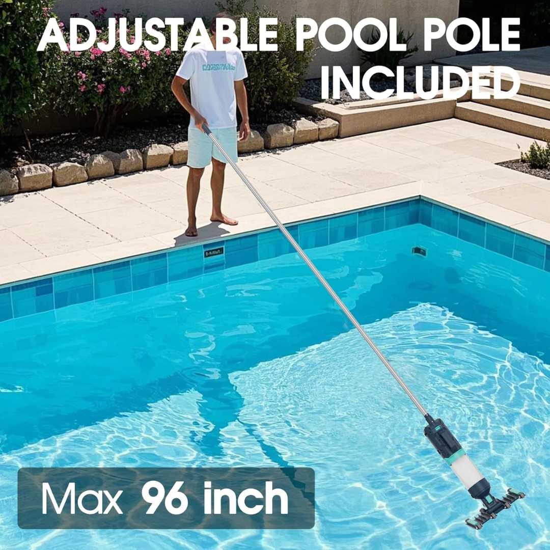 AQUAFYSH HD070C Heavy-Duty Cordless Pool Vacuum – 18.9 GPM, Blue