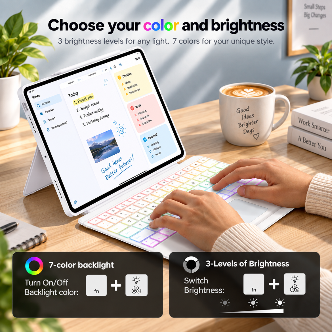 WIWU iPad Pro 13-inch M4/M5 Keyboard Case – Detachable Backlit Bluetooth Keyboard, White