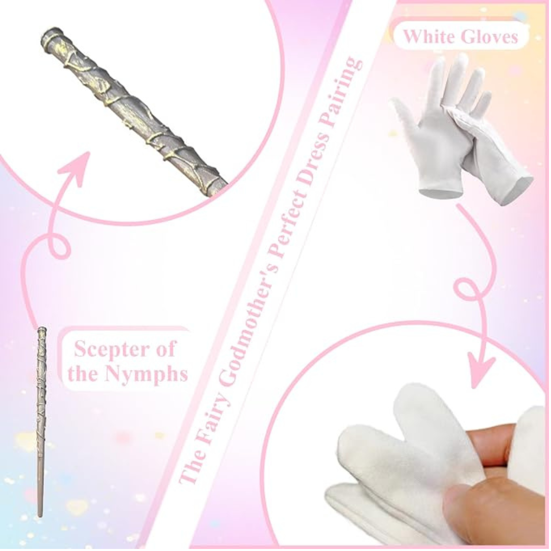Buyzzus Adult Fairy Godmother Costume Set – Blue Cape, Wand & Gloves