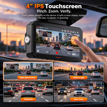 AKEEYO EYES 3-Channel Dash Cam 2K HDR, Telephoto Lens, GPS, 5GHz WiFi