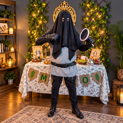Skicuff 3-Piece Halloween Ogre Costume Set with Face Hood Gloves Belt