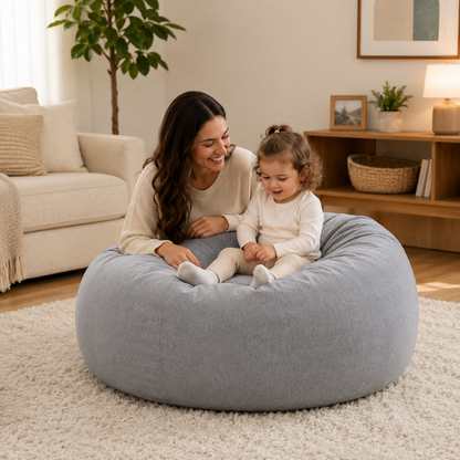 Tudomro Cooling Bean Bag Chair Cover 30 x 35 Inch Gray Breathable Stuffed Animal Storage Cover – No Filler