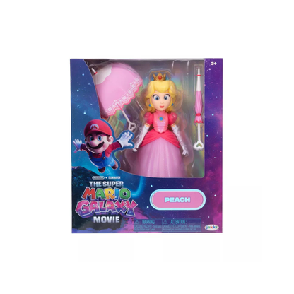 Super Mario Galaxy Movie Princess Peach 5-Inch Figure with Two Parasols