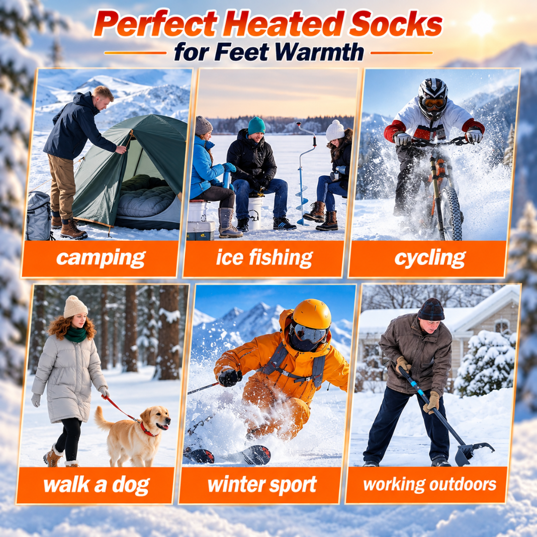 Gilyooheat Rechargeable Heated Socks for Men & Women – 4000mAh, Black