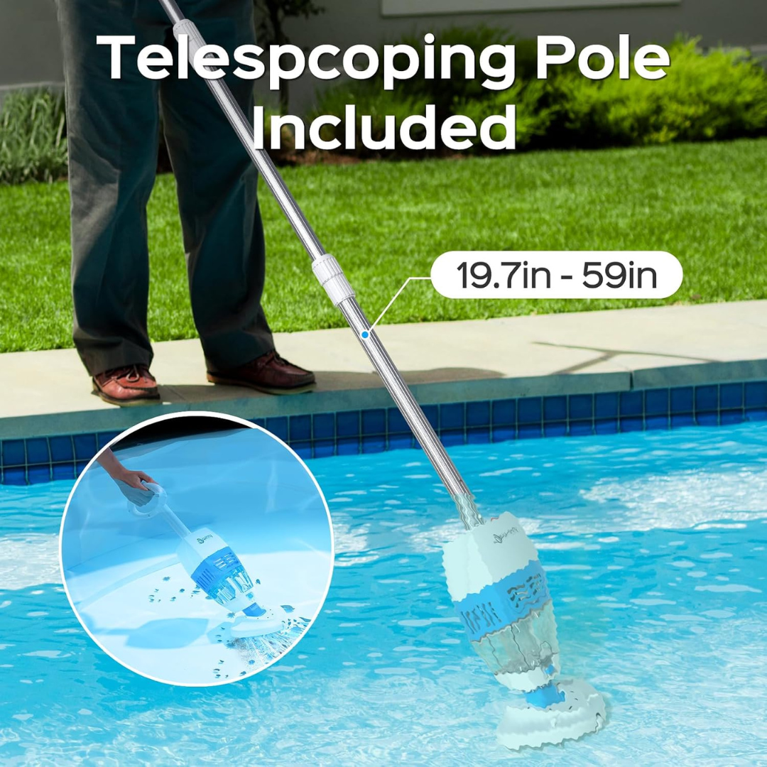 WINNY HJ30 Cordless Handheld Pool Vacuum with Telescopic Pole – Blue