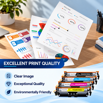 AtonerTech 210A 210X Toner Cartridge 4-Pack with Chip for HP 4301 4201