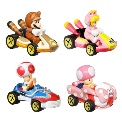 Hot Wheels Mario Kart 4-Pack 1:64 Scale Die-Cast Vehicles Collectible
