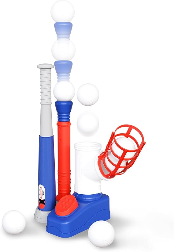 2-in-1 T-Ball Set for Toddlers | Adjustable Baseball Toy with Launcher