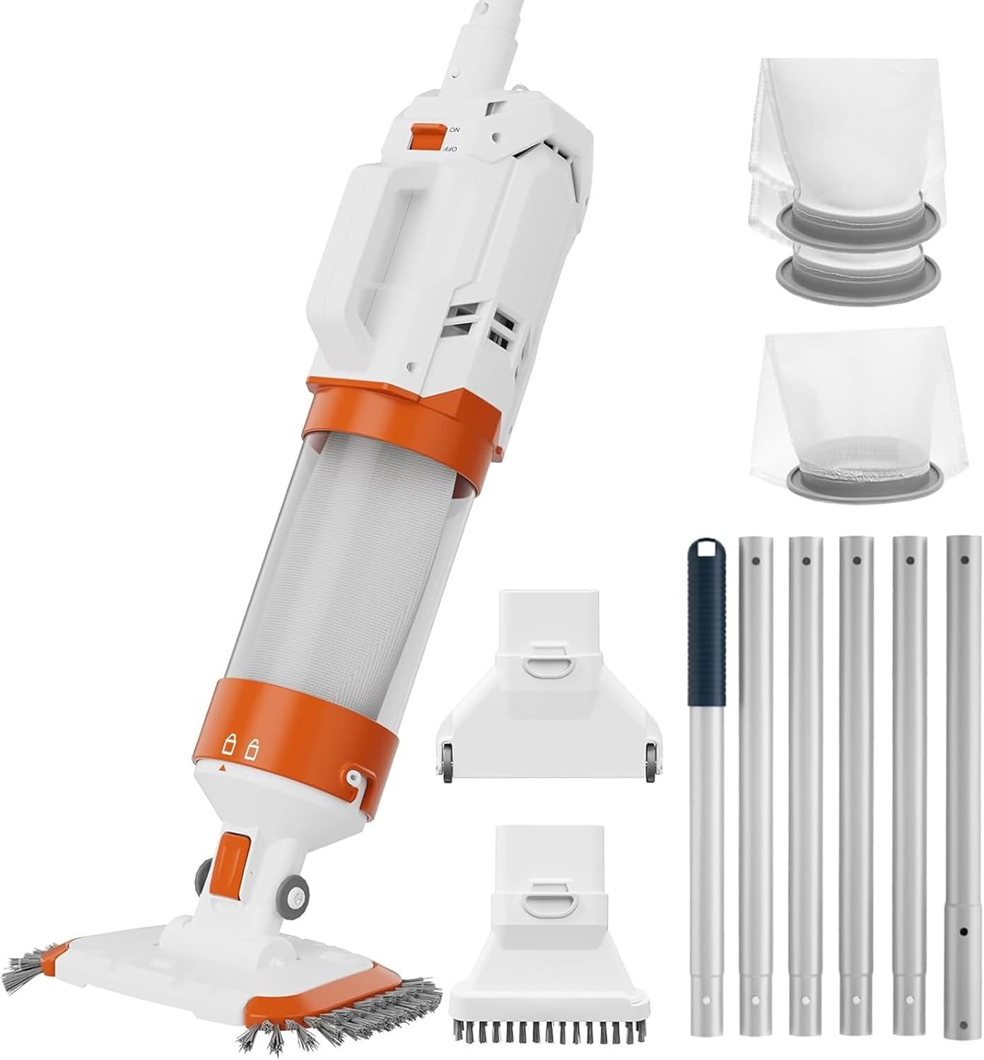 AQUAFYSH Cordless Pool Vacuum – 16.8 GPM Suction, 60M Run-Time, 25µm Filter