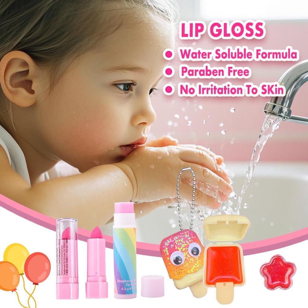 Unicorn Kids Makeup Kit – Washable Non-Toxic Cosmetic Set with Bag (Purple)