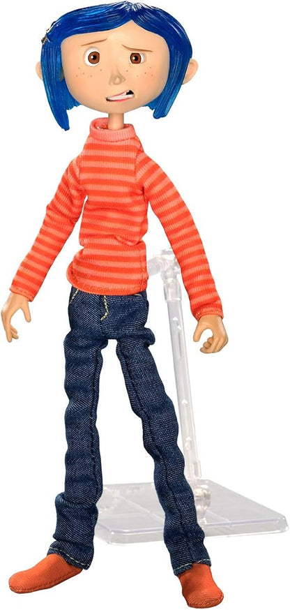 Coraline 7-Inch Articulated Figure with Poseable Body, Striped Shirt & Stand