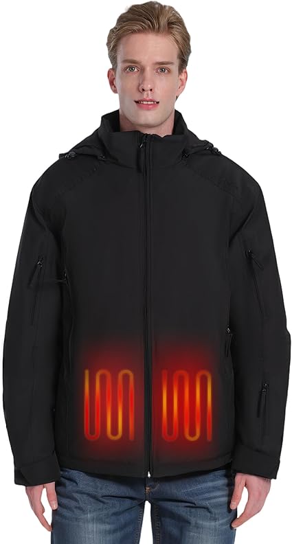 Seyola Heated Jacket for Men - 7.4V Battery Pack, Windproof Winter Coat (Large)