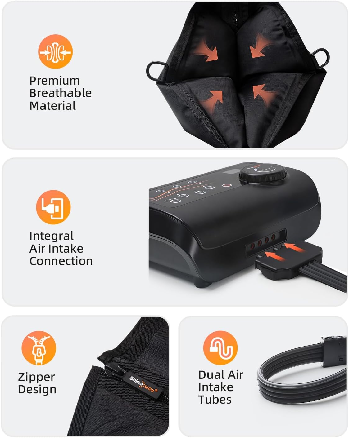 SHINE WELL Leg Recovery System – Air Compression Massager, 11 Intensities