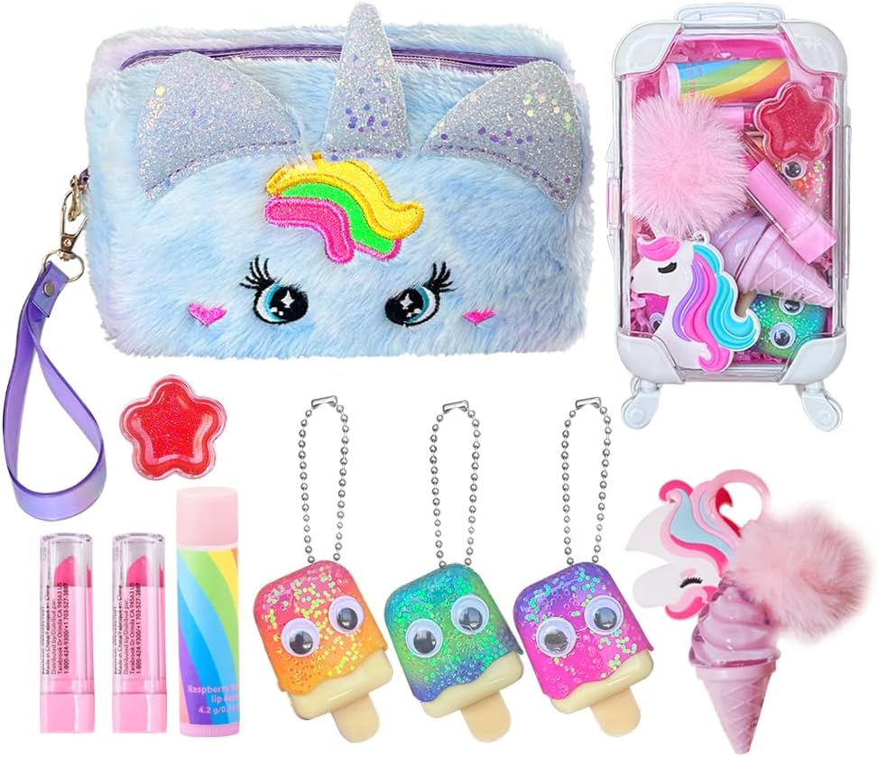 Unicorn Kids Makeup Kit – Washable Non-Toxic Cosmetic Set with Bag (Purple)