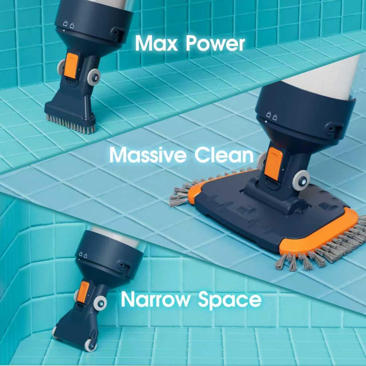 Aquafysh AQ70B Heavy Duty Pool Vacuum – 18.9GPM, 1-Hr Runtime, Handheld
