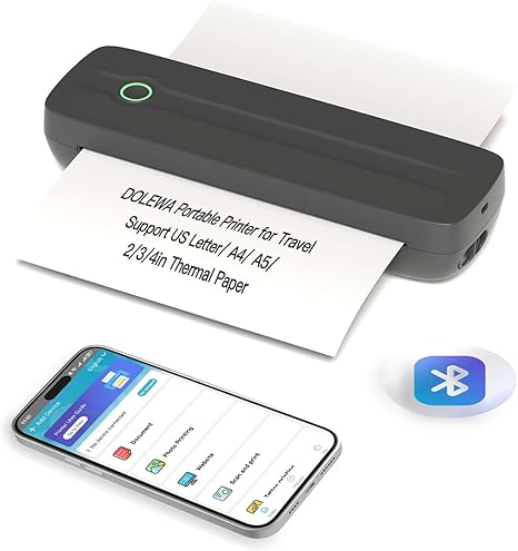 DOLEWA Portable Thermal Printer | Wireless Bluetooth Inkless Printer