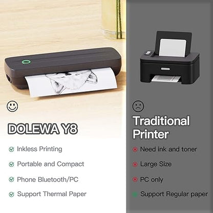 DOLEWA Portable Thermal Printer | Wireless Bluetooth Inkless Printer