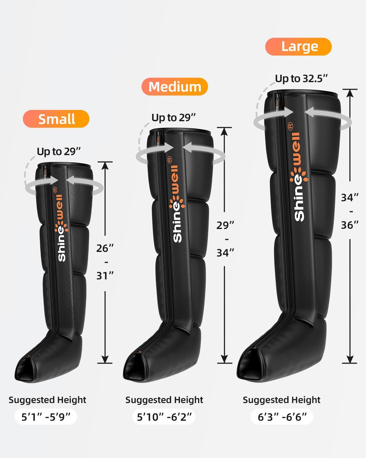 SHINE WELL Leg Recovery System – Air Compression Massager, 11 Intensities